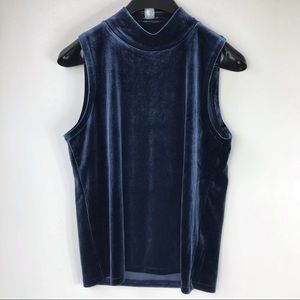 J Crew sleeveless tank blue velvet mock neck M